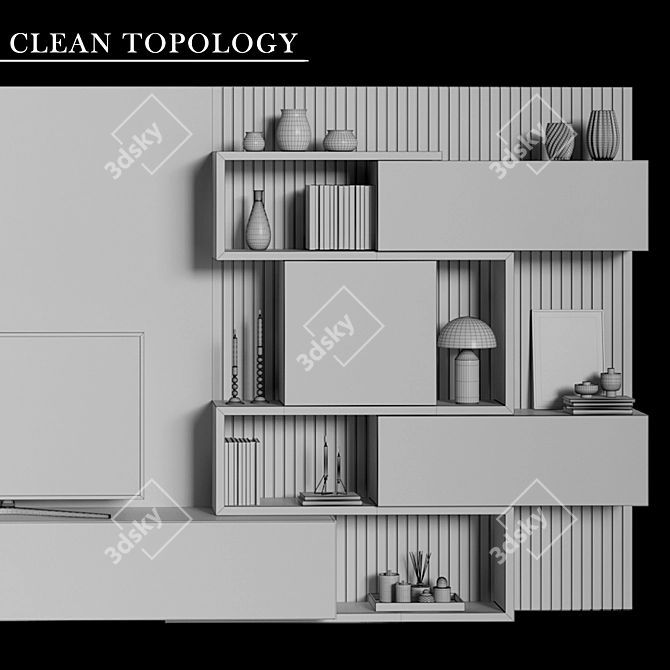 Sleek Modern TV Wall 19 3D model image 5