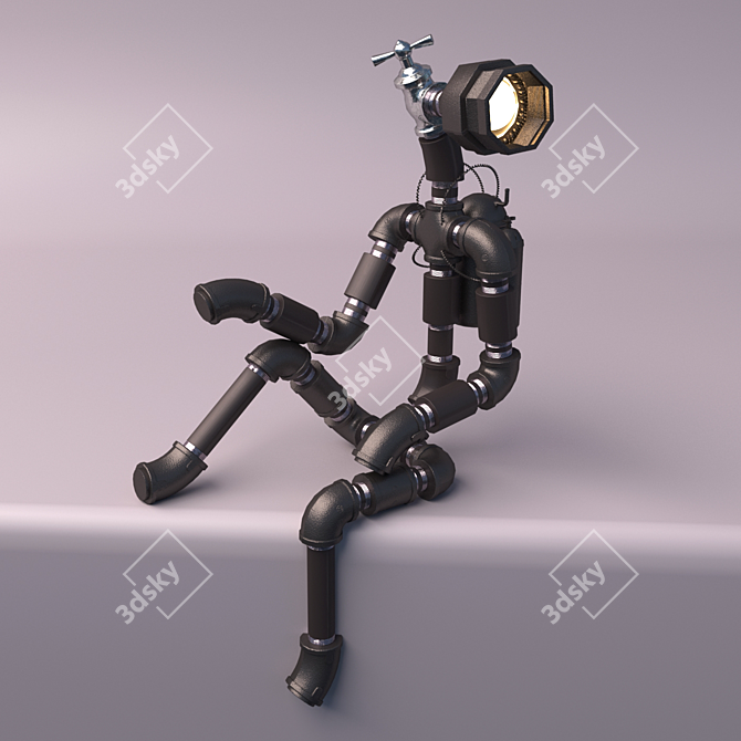 Loft Style Robot Lamp 3D model image 1