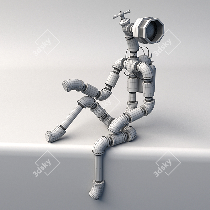 Loft Style Robot Lamp 3D model image 3