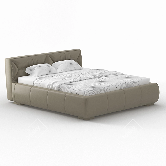 Classic Leather Bed: Bruno 3D model image 2