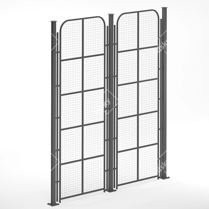 Elegant Metal Fence Panel 3D model image 1