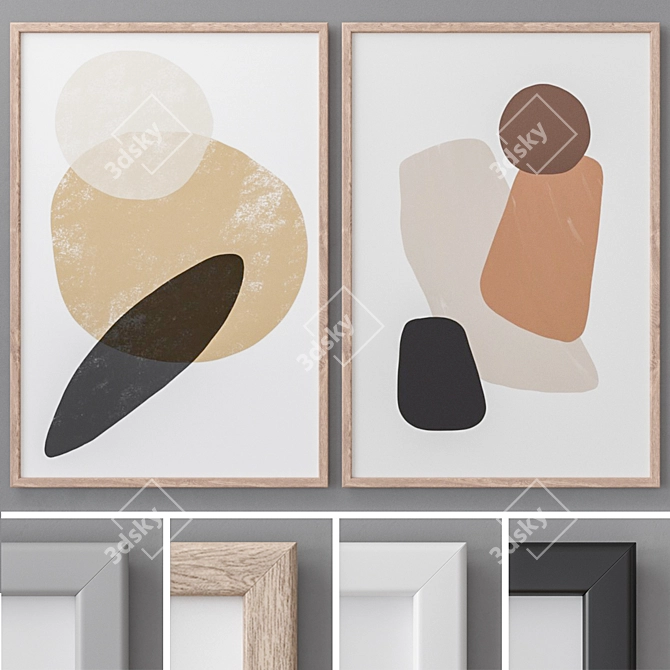 Frame Art Set  Abstract Modern Style, 60х90 cm 3D model image 1