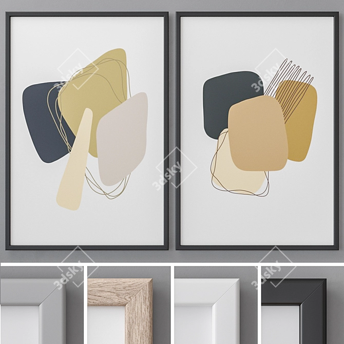 Modern Abstract Paintings, 60x90, 4 Frame Colors 3D model image 1