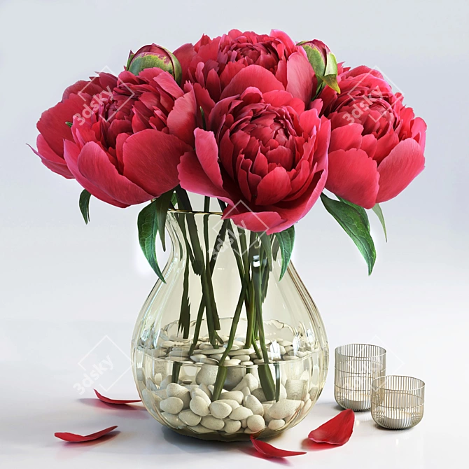 4-Piece Flower Set: Versatile 3D Models 3D model image 1