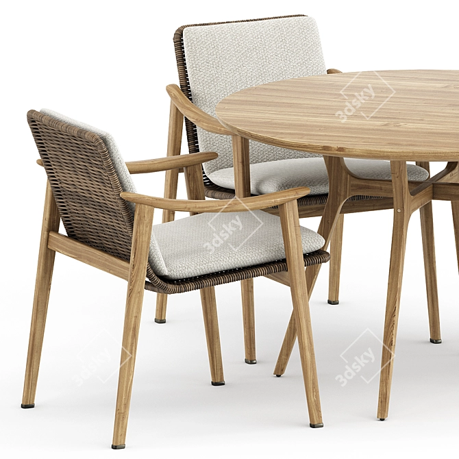 Sleek Outdoor Elegance: Fynn Chair & Ren Dining Table 3D model image 2