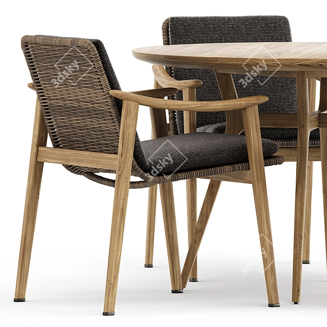 Sleek Outdoor Elegance: Fynn Chair & Ren Dining Table 3D model image 3