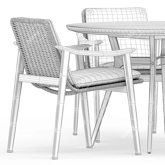 Sleek Outdoor Elegance: Fynn Chair & Ren Dining Table 3D model image 5