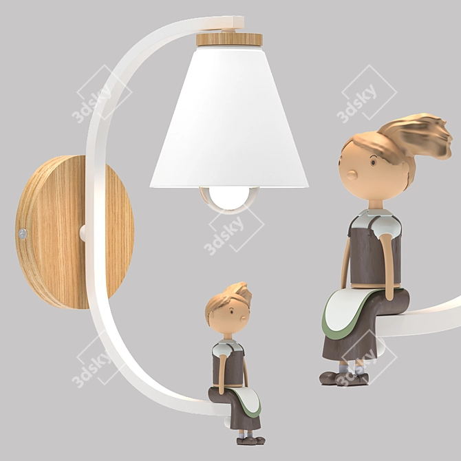 Scandi Wall Lamp for Nursery 3D model image 1