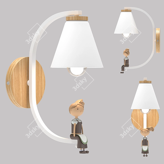 Scandi Wall Lamp for Nursery 3D model image 2