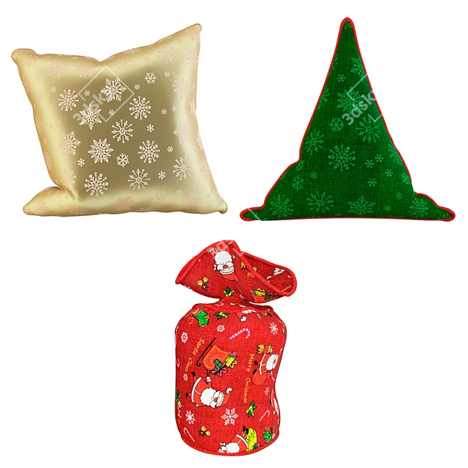 Cozy Christmas Fur Pillows 3D model image 2