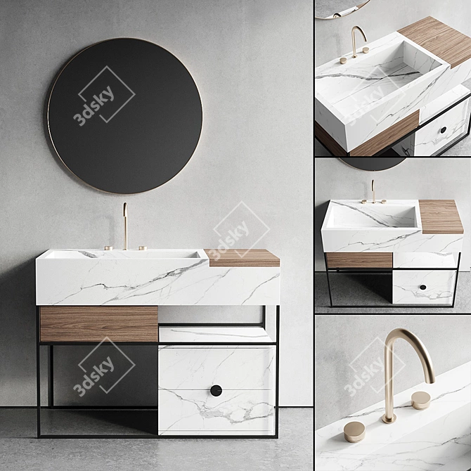 Italgraniti ACQUA C Set 2: Stylish Porcelain Stoneware Vanity Unit 3D model image 1