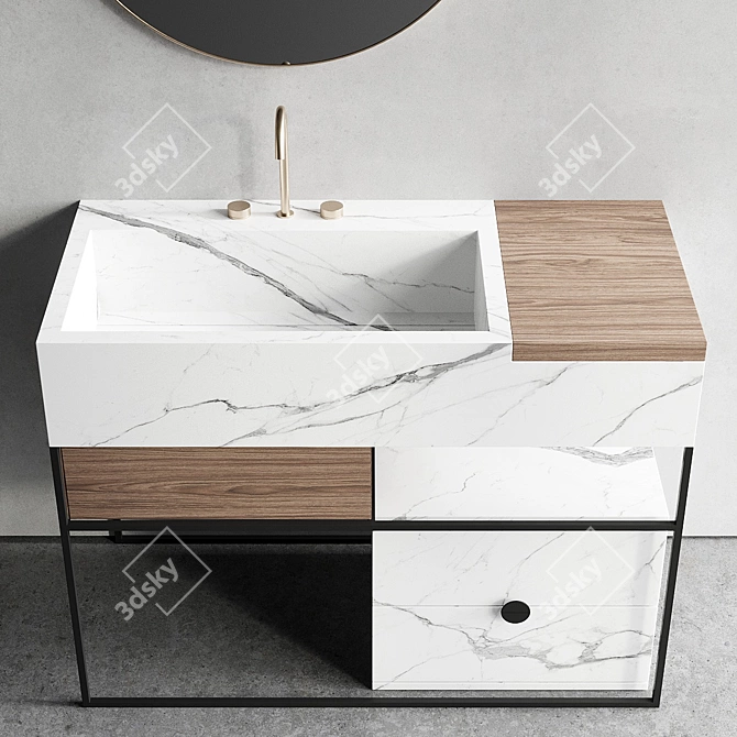 Italgraniti ACQUA C Set 2: Stylish Porcelain Stoneware Vanity Unit 3D model image 3