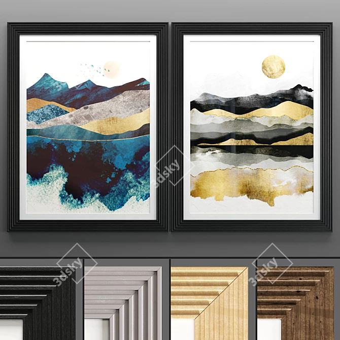 Elegant Art Frames: 2 Textured Frames 3D model image 1