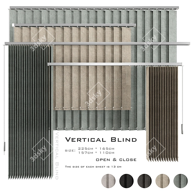 Versatile Vertical Blinds  5 Materials  Multiple Sizes  3D model image 2