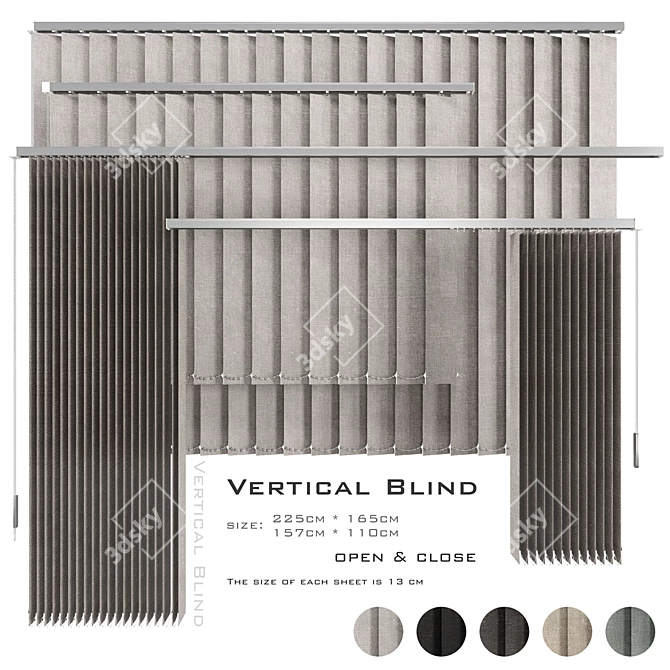 Versatile Vertical Blinds  5 Materials  Multiple Sizes  3D model image 7