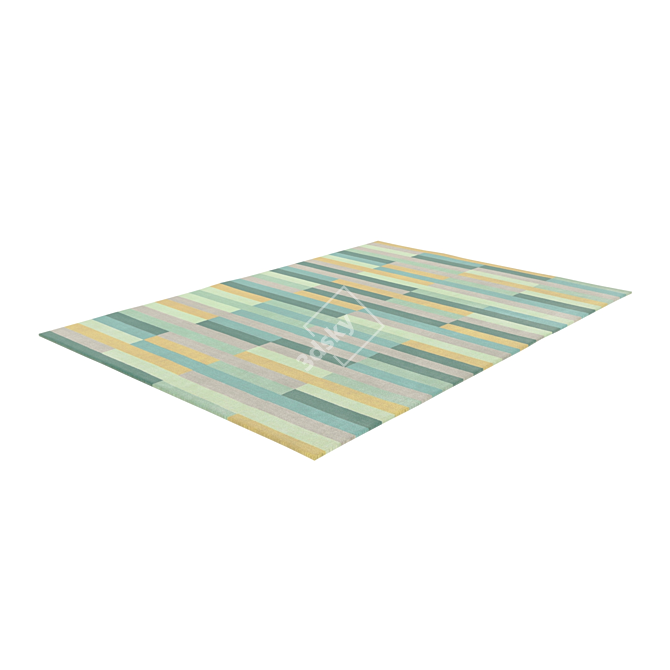 Handmade Colorful Short Pile Rug 3D model image 2