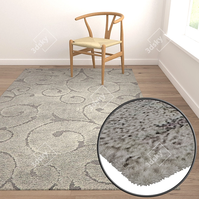 Elegant Rug Set - High-Quality Textures 3D model image 5