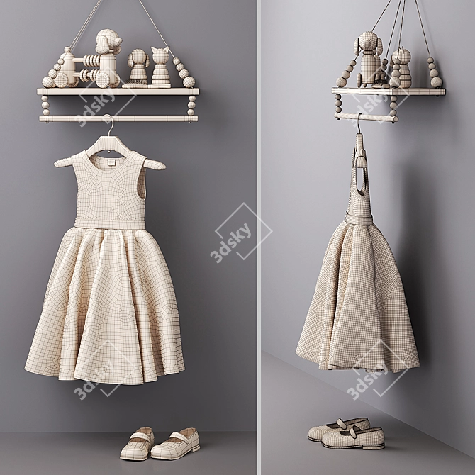 Charming Nursery Shelf 3D model image 3