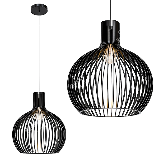 Stylish Bamboo Pendant Lamp 3D model image 1