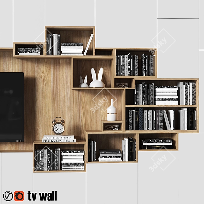 Customizable Decorative TV Wall 3D model image 3