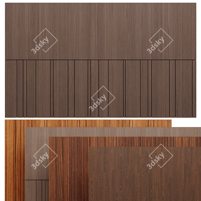 Elegant Woodgrain Wall Panel 3D model image 2