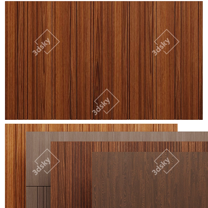 Elegant Woodgrain Wall Panel 3D model image 3