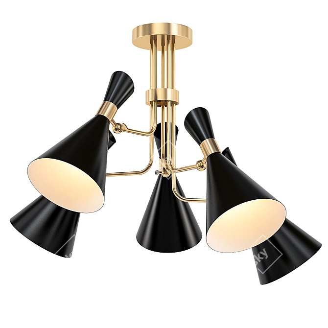 Foster Black & Gold Ceiling Chandelier 3D model image 1