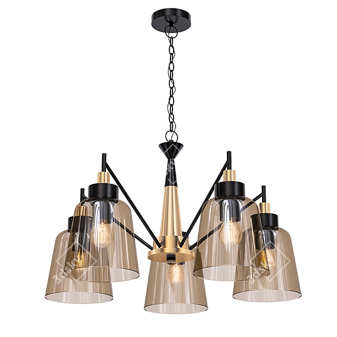 Tinnitus Pendant Light: Black & Amber 3D model image 1