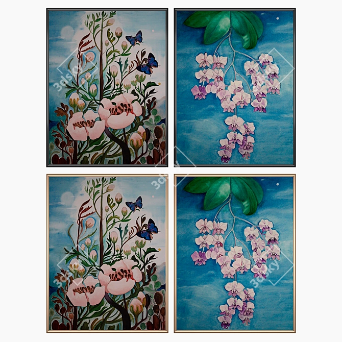 Versatile Set: Wall Paintings & Frames 3D model image 2