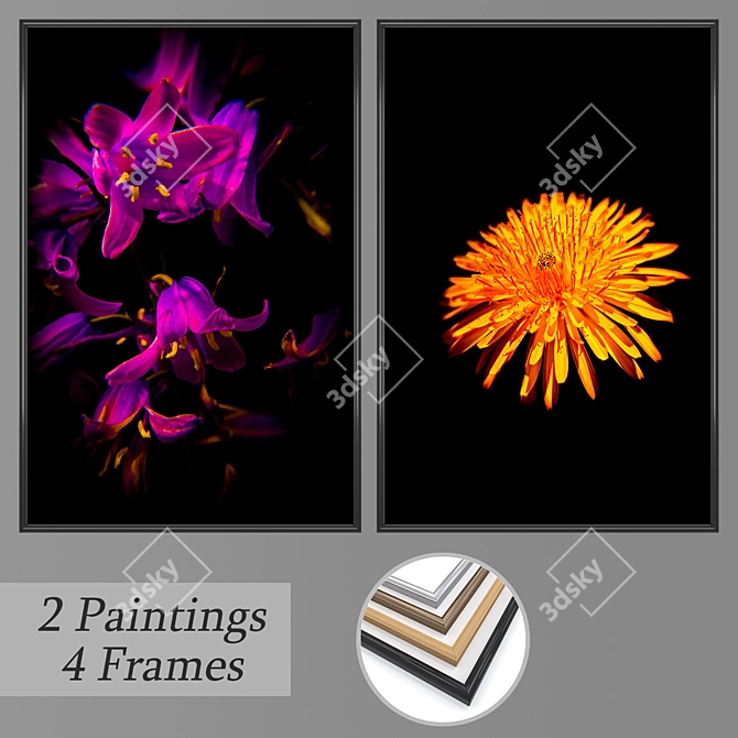 Artistic Wall Paintings Set 3D model image 1