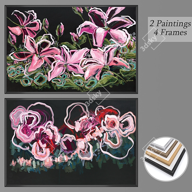 Elegant Wall Art Set 3D model image 1