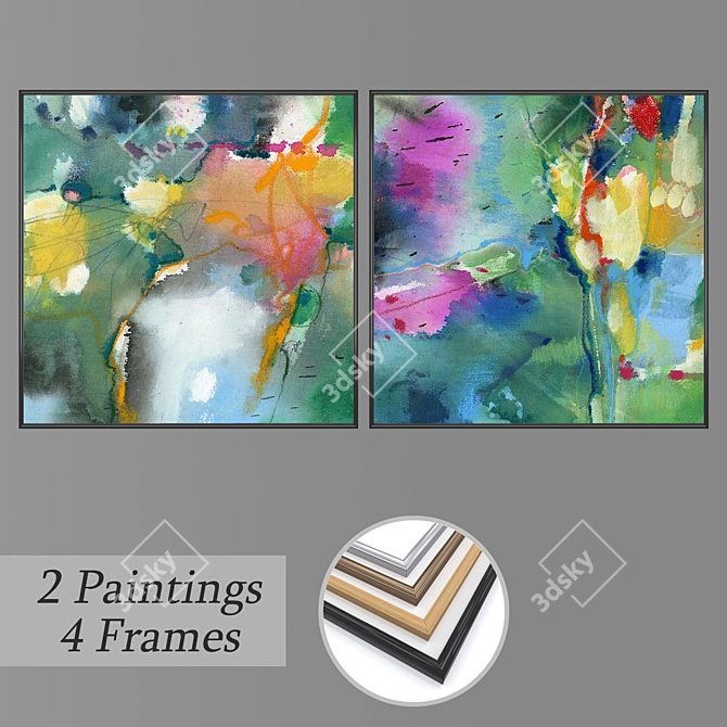 Artistic Wall Painting Set 3D model image 1