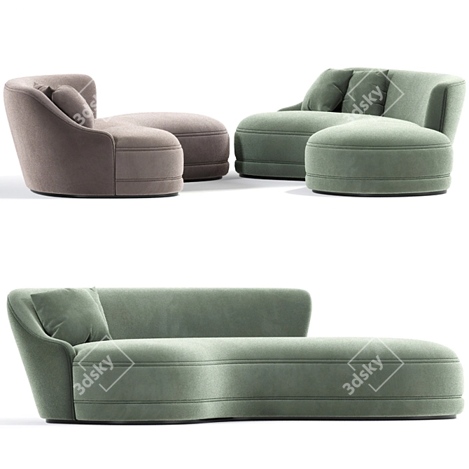 Elegant Curve Sofa: Modern Design 3D model image 2