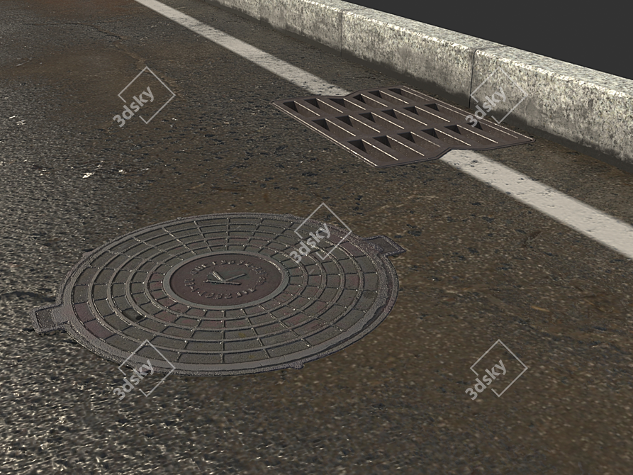 Rainy Road Texture Bundle 3D model image 2