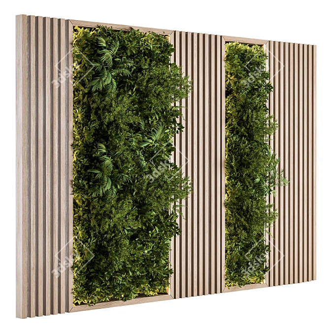 Wooden Vertical Garden - Wall Art 3D model image 1