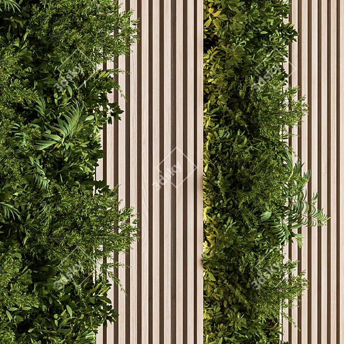 Wooden Vertical Garden - Wall Art 3D model image 4