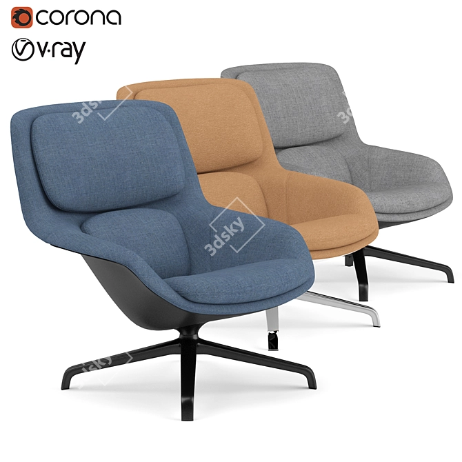 Stylish and Comfortable Lounge Chair 3D model image 1