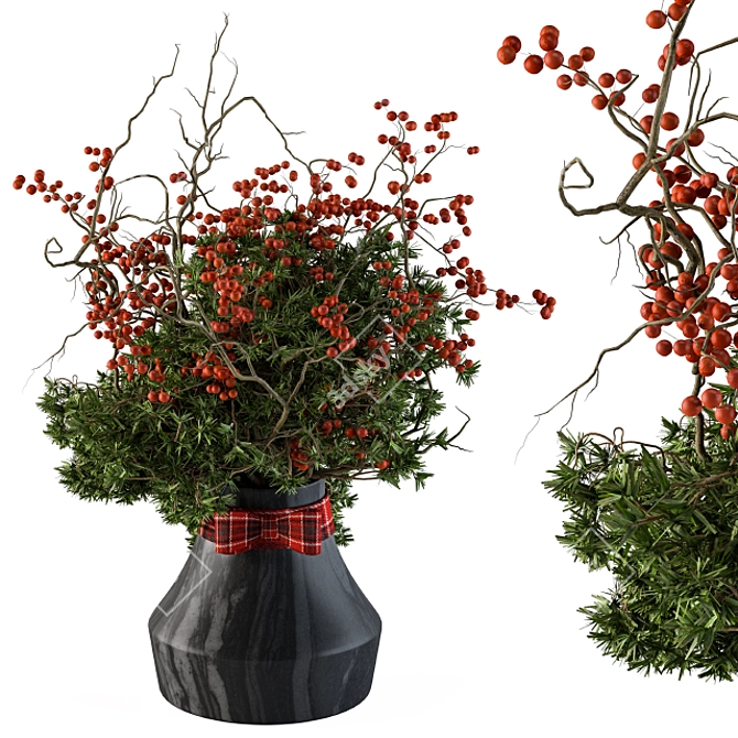 Festive Pine Berry Bouquet 3D model image 1