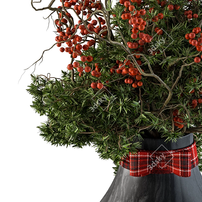 Festive Pine Berry Bouquet 3D model image 2