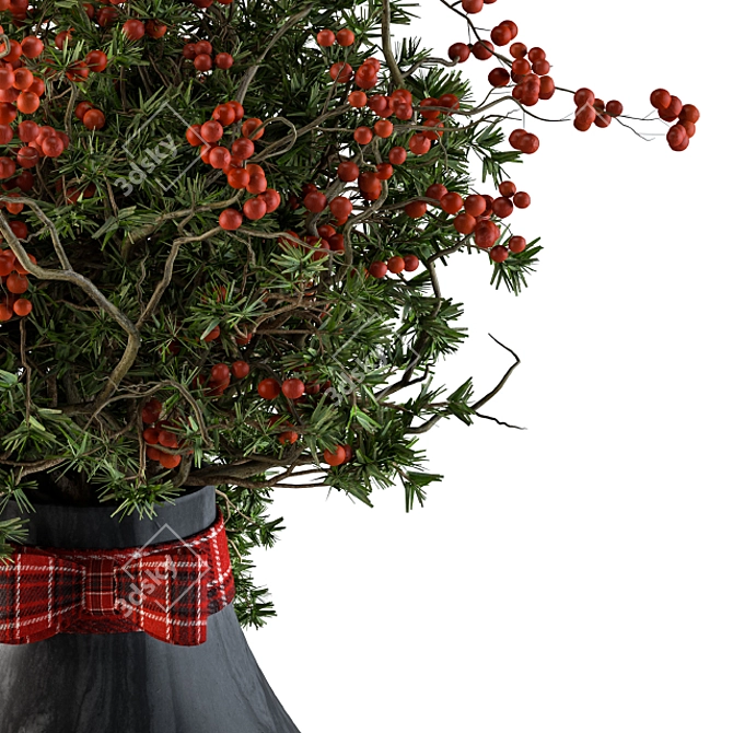 Festive Pine Berry Bouquet 3D model image 3