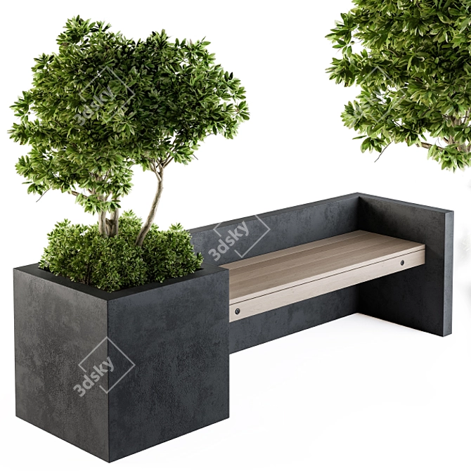 Urban Oasis: Bench with Plants 3D model image 1