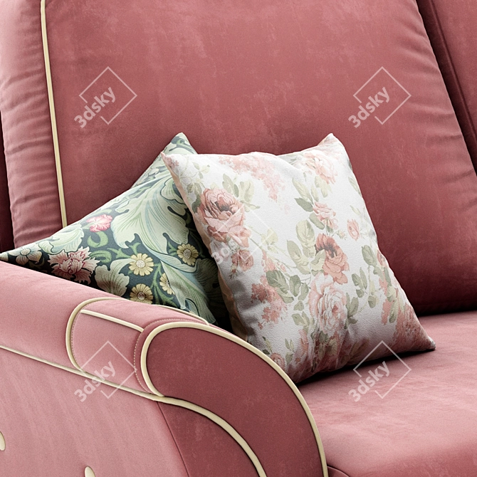 Title: Monroe 3-Seater Velvet Sofa 3D model image 3