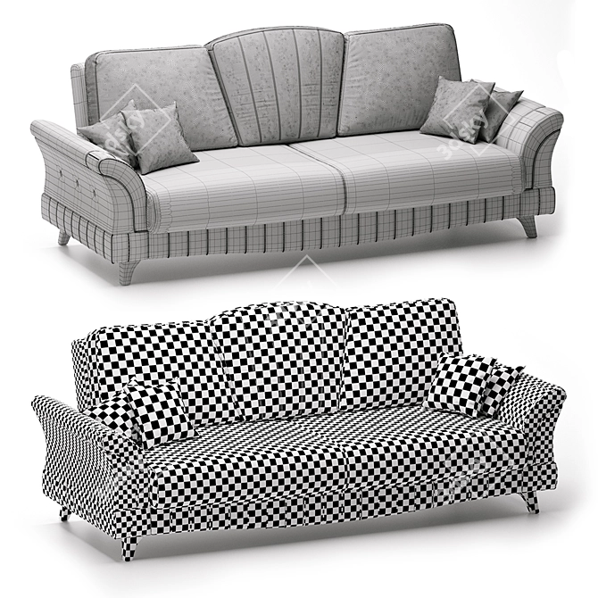 Title: Monroe 3-Seater Velvet Sofa 3D model image 5