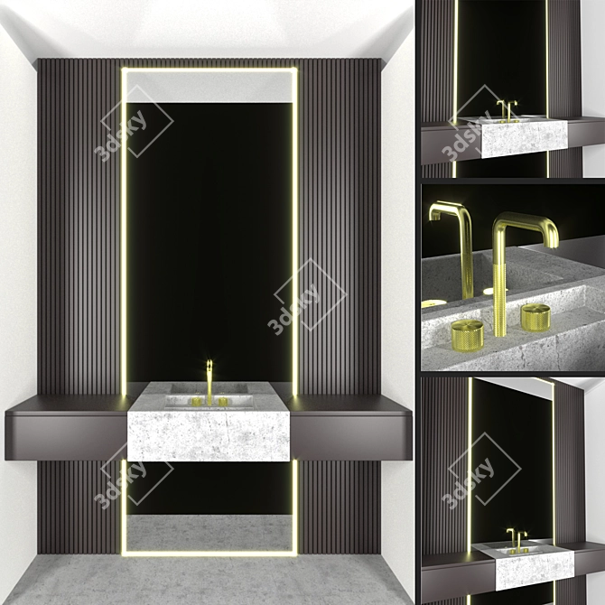 Modern Bathroom Furniture Set 3D model image 1