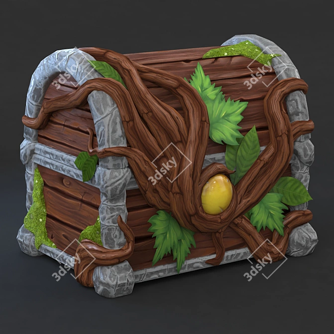 Enchanted Wooden Chest 3D model image 1