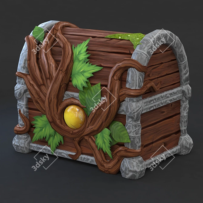 Enchanted Wooden Chest 3D model image 2