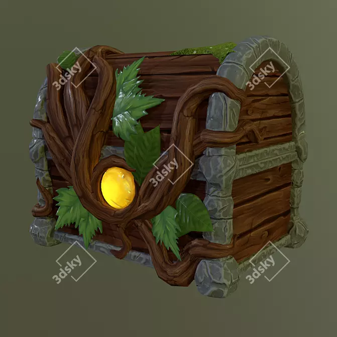 Enchanted Wooden Chest 3D model image 4