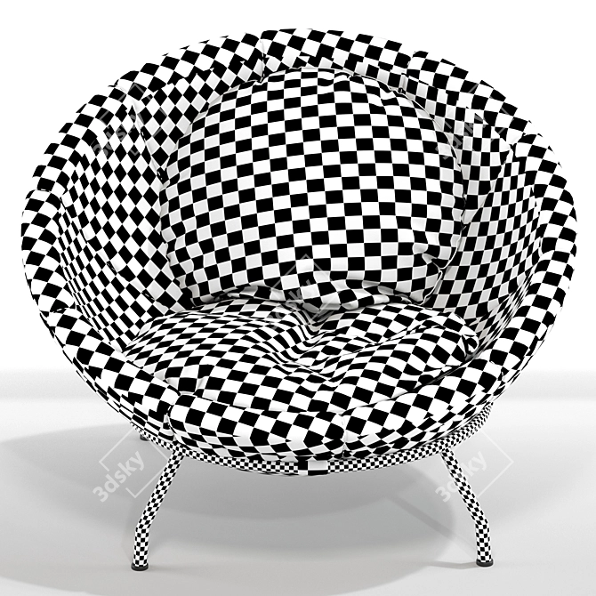 Elegant Leather Circular Chair 3D model image 4