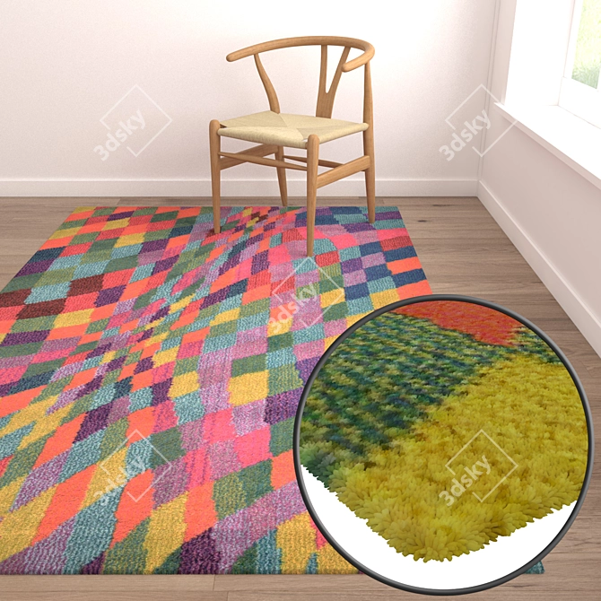 3-Piece High-Quality Carpets Set 3D model image 5