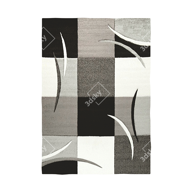 Modern Black-White Checkered Rug 3D model image 1